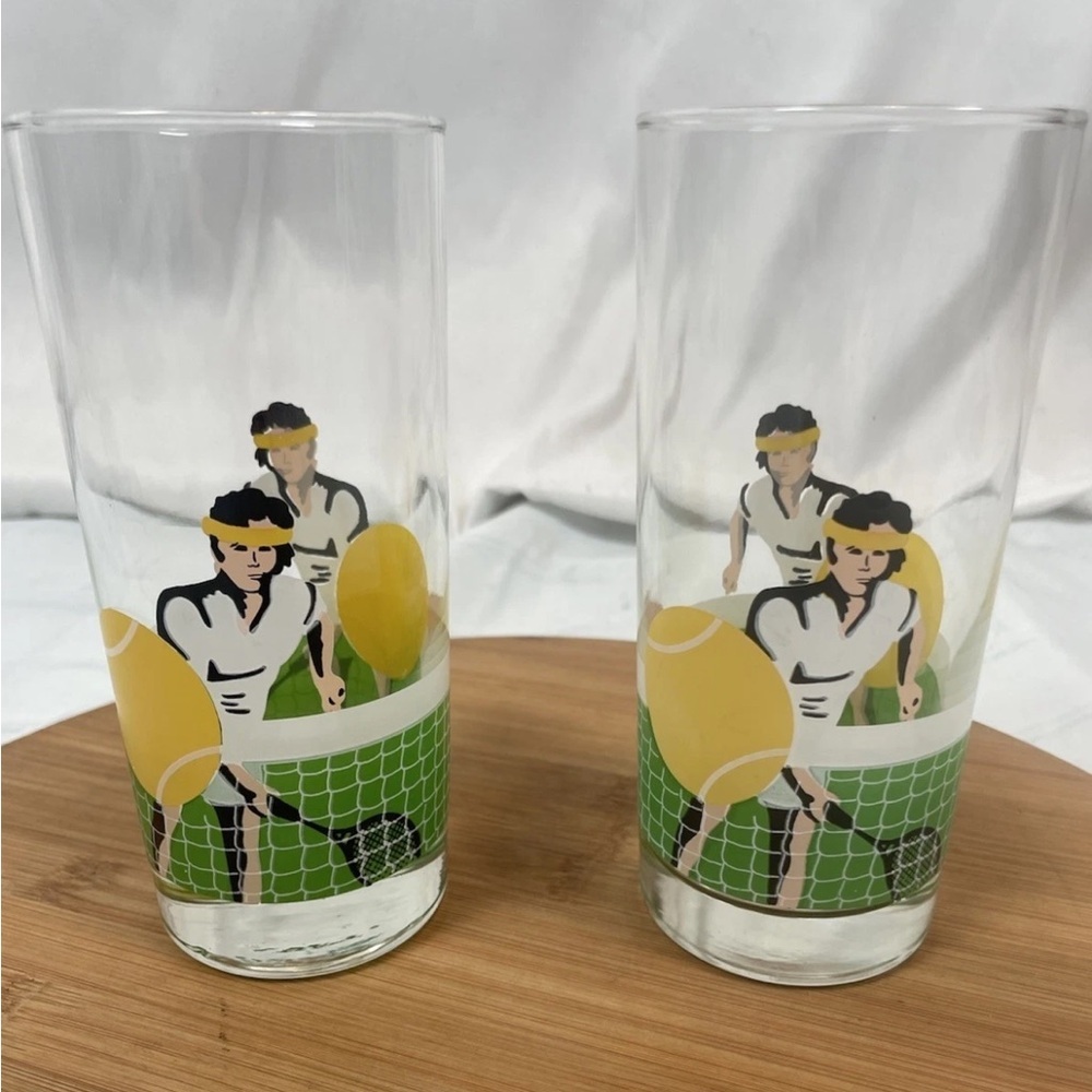 LIBBEY COOLER TUMBLER GLASSES‎ 14 OZ 80’s TENNIS VINTAGE SPORTS BAR CUPS - set 2 - Picture 2 of 12